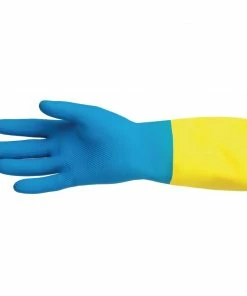 MAPA Alto 405 Liquid-Proof Heavy-Duty Janitorial Gloves Blue And Yellow