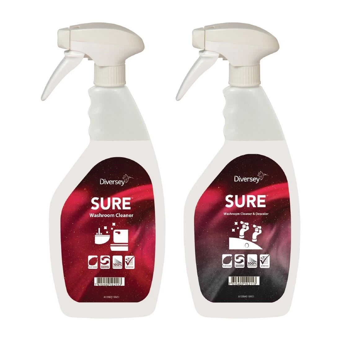 Diversey SURE Washroom Cleaner / Cleaner And Descaler Refill Bottles 750ml (6 Pack)