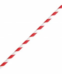 Fiesta Compostable Bendy Paper Straws Red Stripes (Pack Of 250)