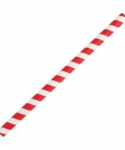 Fiesta Compostable Paper Smoothie Straws Red Stripes (Pack Of 250)