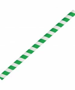 Fiesta Compostable Paper Smoothie Straws Green Stripes (Pack Of 250)