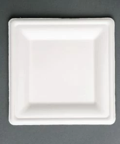 Fiesta Compostable Bagasse Square Plates (Pack Of 50)