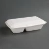 Fiesta Compostable Bagasse Hinged 2-Compartment Food Containers 253mm (Pack Of 200)