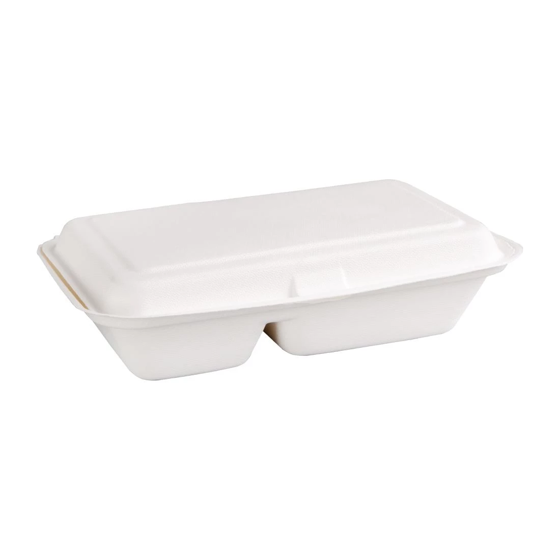 Fiesta Compostable Bagasse Hinged 2-Compartment Food Containers 253mm (Pack Of 200) - Image 3
