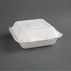 Fiesta Compostable Bagasse Hinged 3-Compartment Food Containers 201mm (Pack Of 200)
