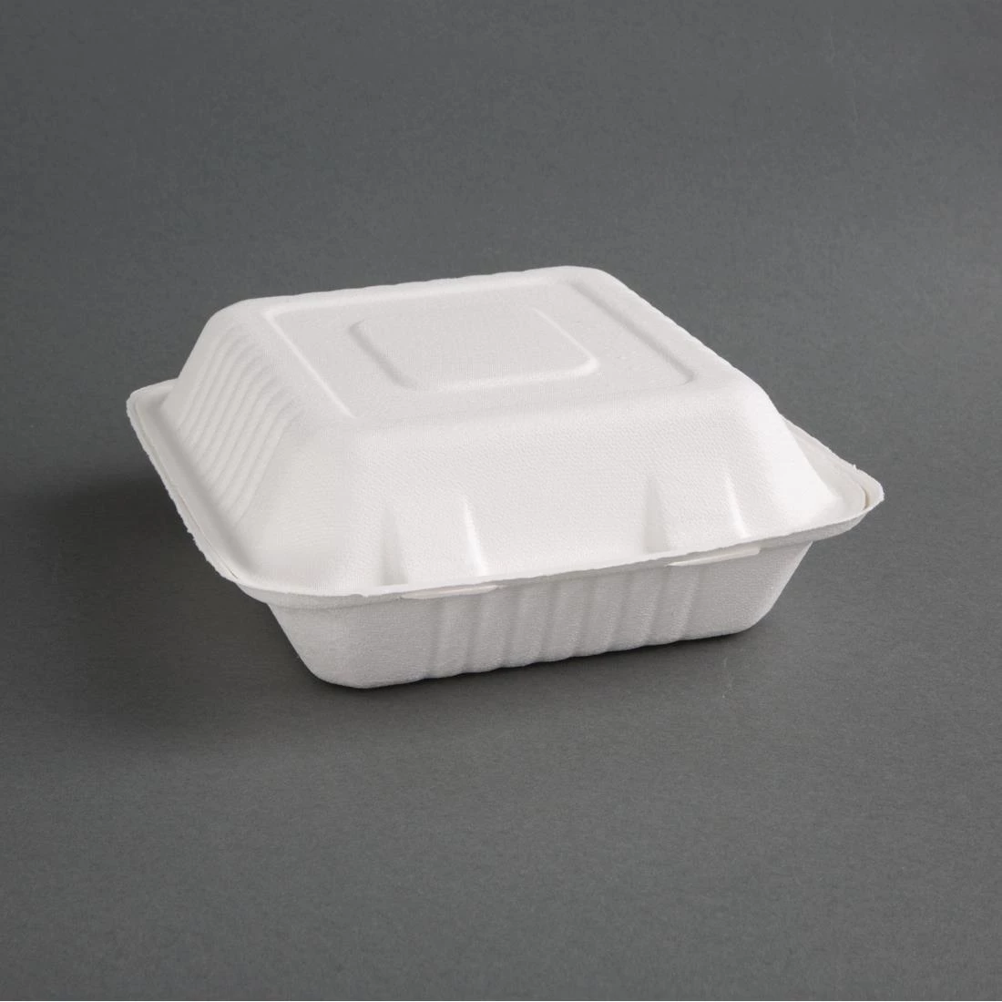 Fiesta Compostable Bagasse Hinged 3-Compartment Food Containers 201mm (Pack Of 200)