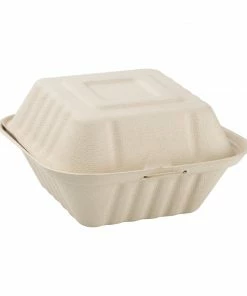 Fiesta Compostable Bagasse Burger Boxes Natural Colour 152mm (Pack Of 500)