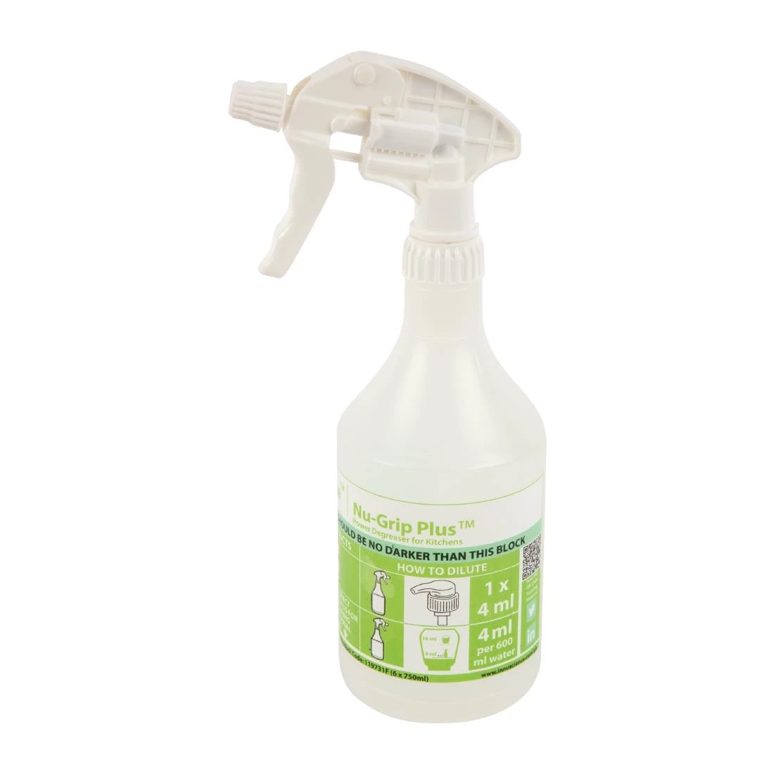 InnuScience Nu-Grip Plus Kitchen Degreaser And Floor Cleaner Refill Bottles 750ml (6 Pack)