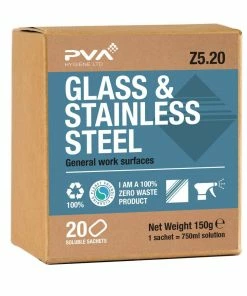 PVA Hygiene Glass & Stainless Steel Cleaner Soluble Sachets For Triggers (20 Sachets)