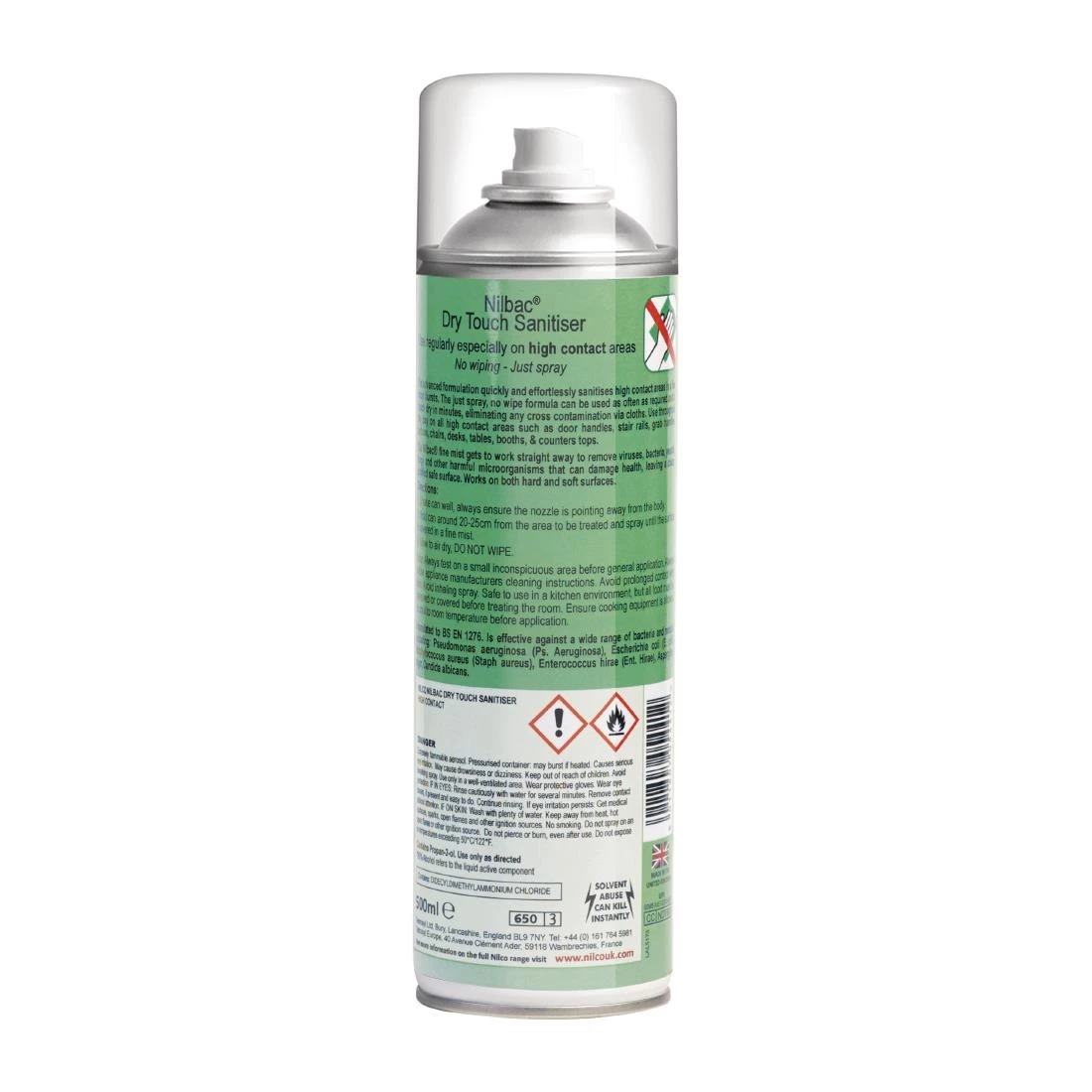 Nilco Dry Touch Sanitiser High Contact 500ml - Image 2