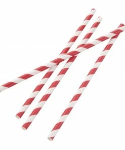 Fiesta Compostable Individually Wrapped Paper Straws Red Stripes (Pack Of 250)