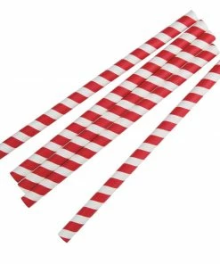 Fiesta Compostable Individually Wrapped Paper Smoothie Straws Red Stripes (Pack Of 250)