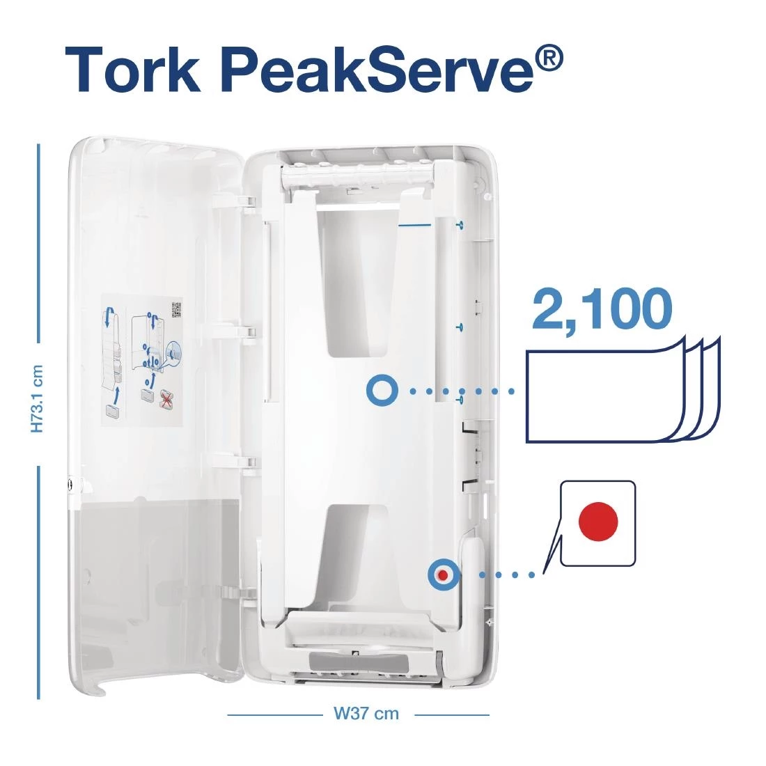 Tork PeakServe Continuous Hand Towel Dispenser White - Image 2