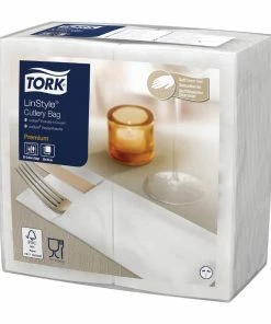 Tork Premium LinStyle Cutlery Napkins White (Pack Of 12 X 50)
