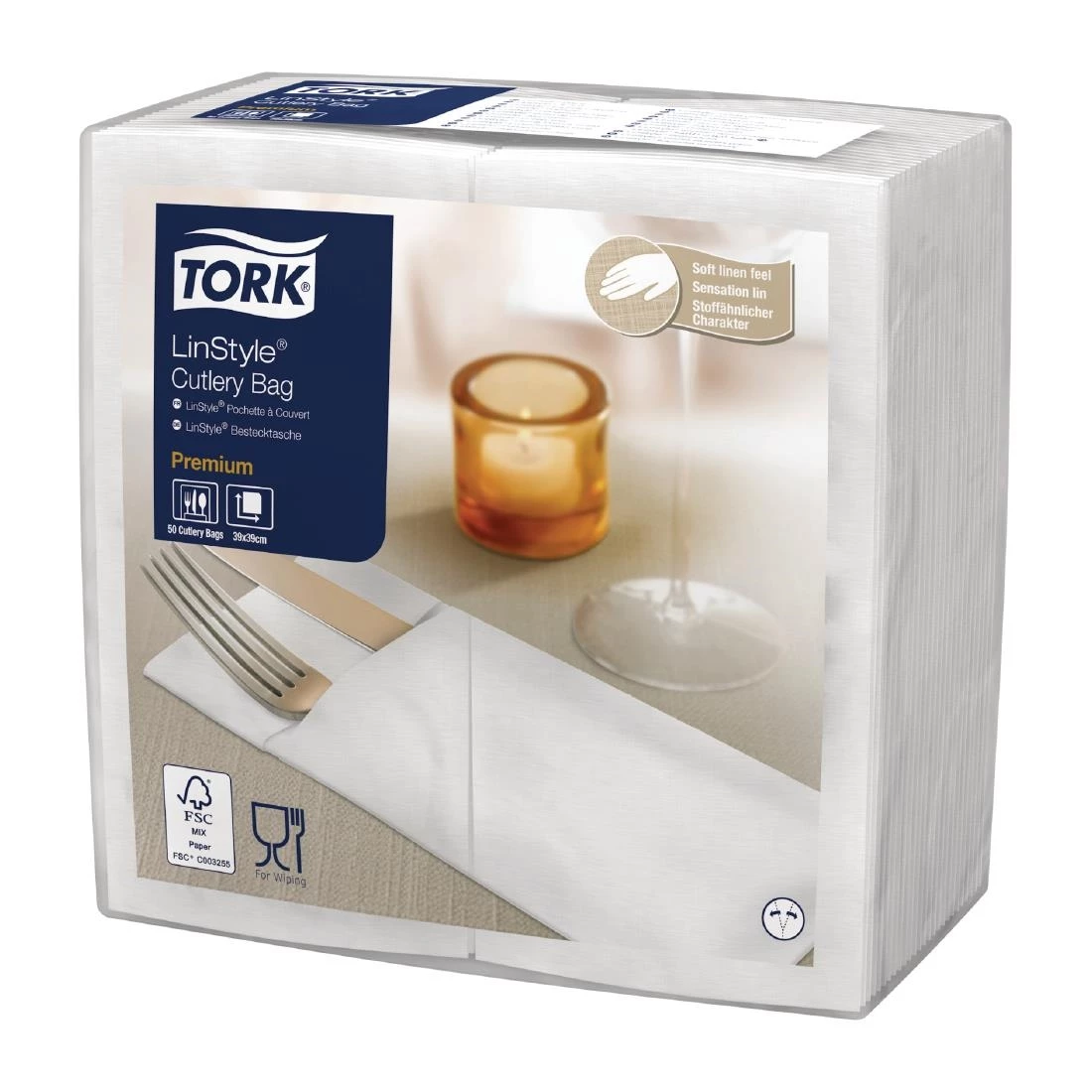 Tork Premium LinStyle Cutlery Napkins White (Pack Of 12 X 50)