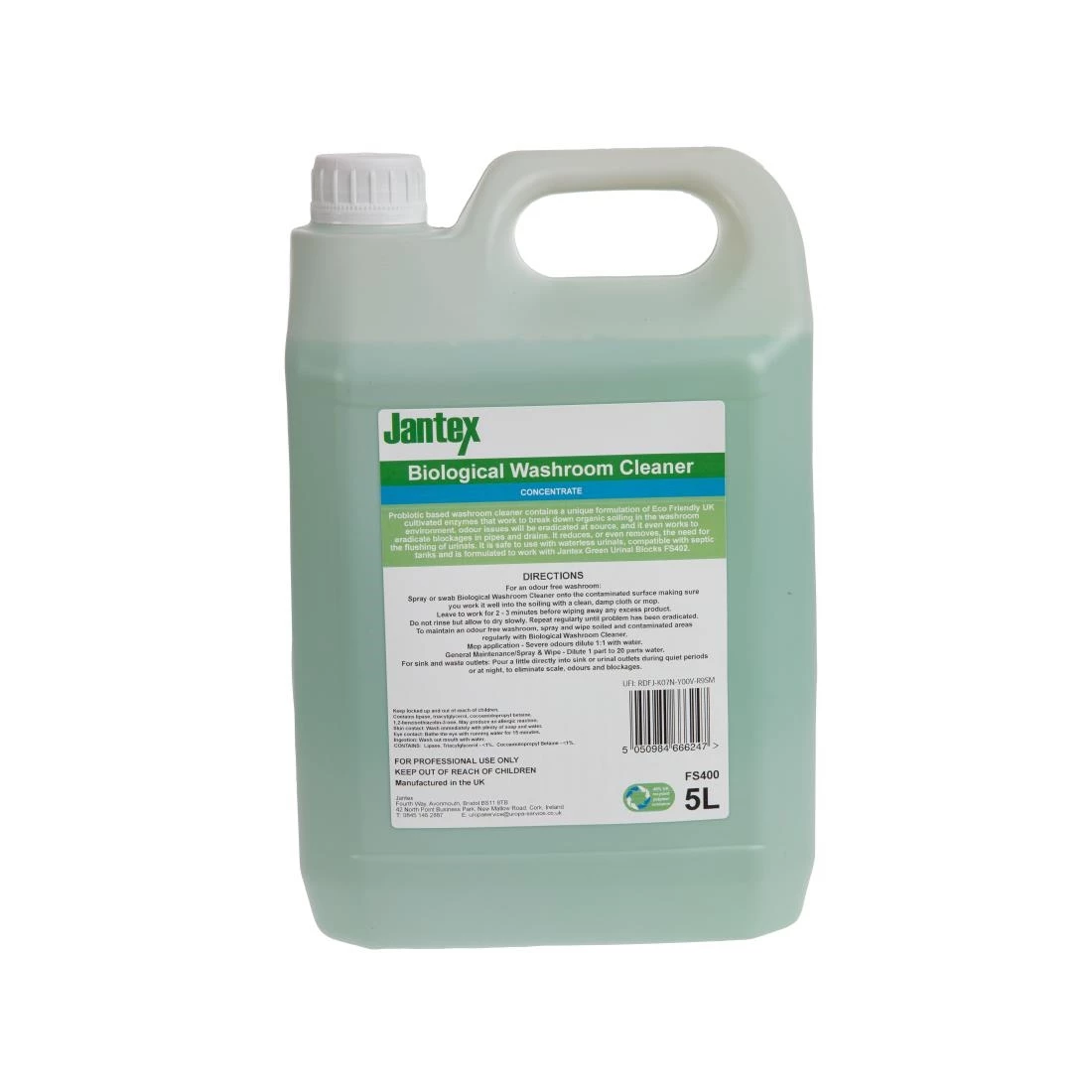 Jantex Green Biological Washroom Cleaner Concentrate 5Ltr - Image 3
