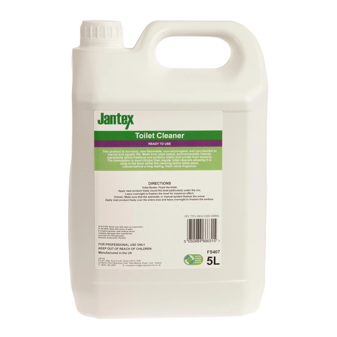 Jantex Green Toilet Cleaner Ready To Use 5Ltr - Image 3