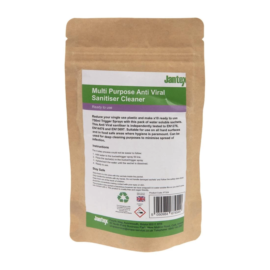 Jantex Green Anti-Viral Cleaner Sachets (Pack Of 10) - Image 3