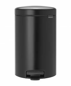 Brabantia Newlcon Pedal Bin Matt Black 12Ltr