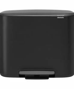 Brabantia Bo Recycling Pedal Bin Matt Black 11Ltr + 23Ltr