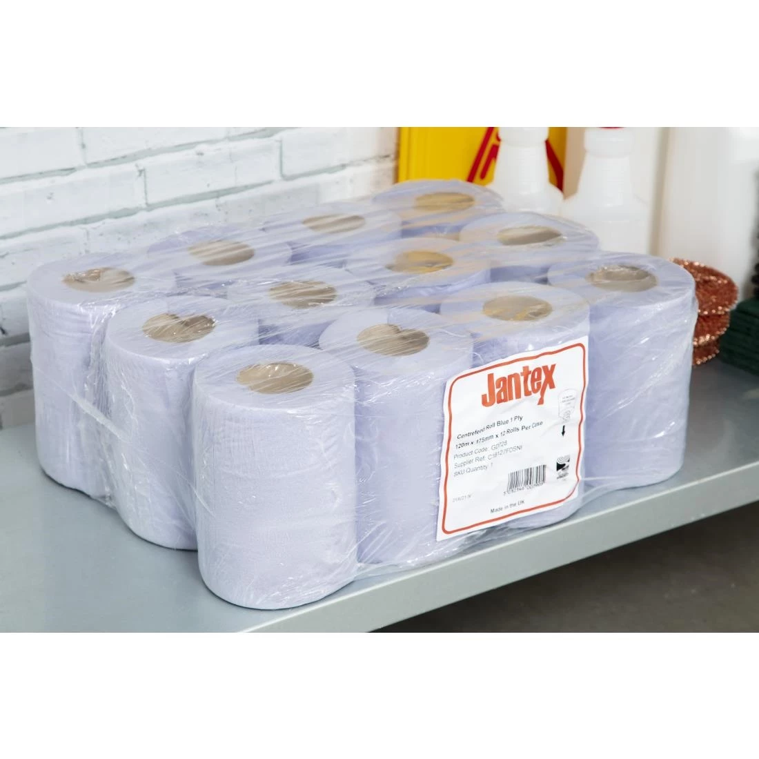 Jantex Blue Mini Centrefeed Rolls 1ply (Pack Of 12) - Image 2