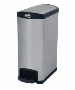 Rubbermaid Slim Jim End Step On Pedal Bin Stainless Steel 50Ltr