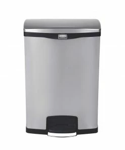 Rubbermaid Slim Jim Front Step On Pedal Bin Stainless Steel 90Ltr