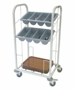 Craven Steel Two Tier Cutlery And Tray Dispense Trolley