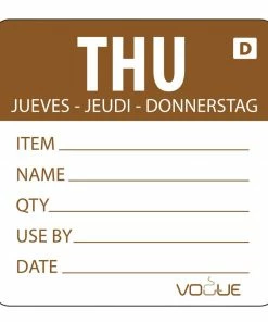 Vogue Dissolvable Day Of The Week Labels Thursday (Pack Of 250)