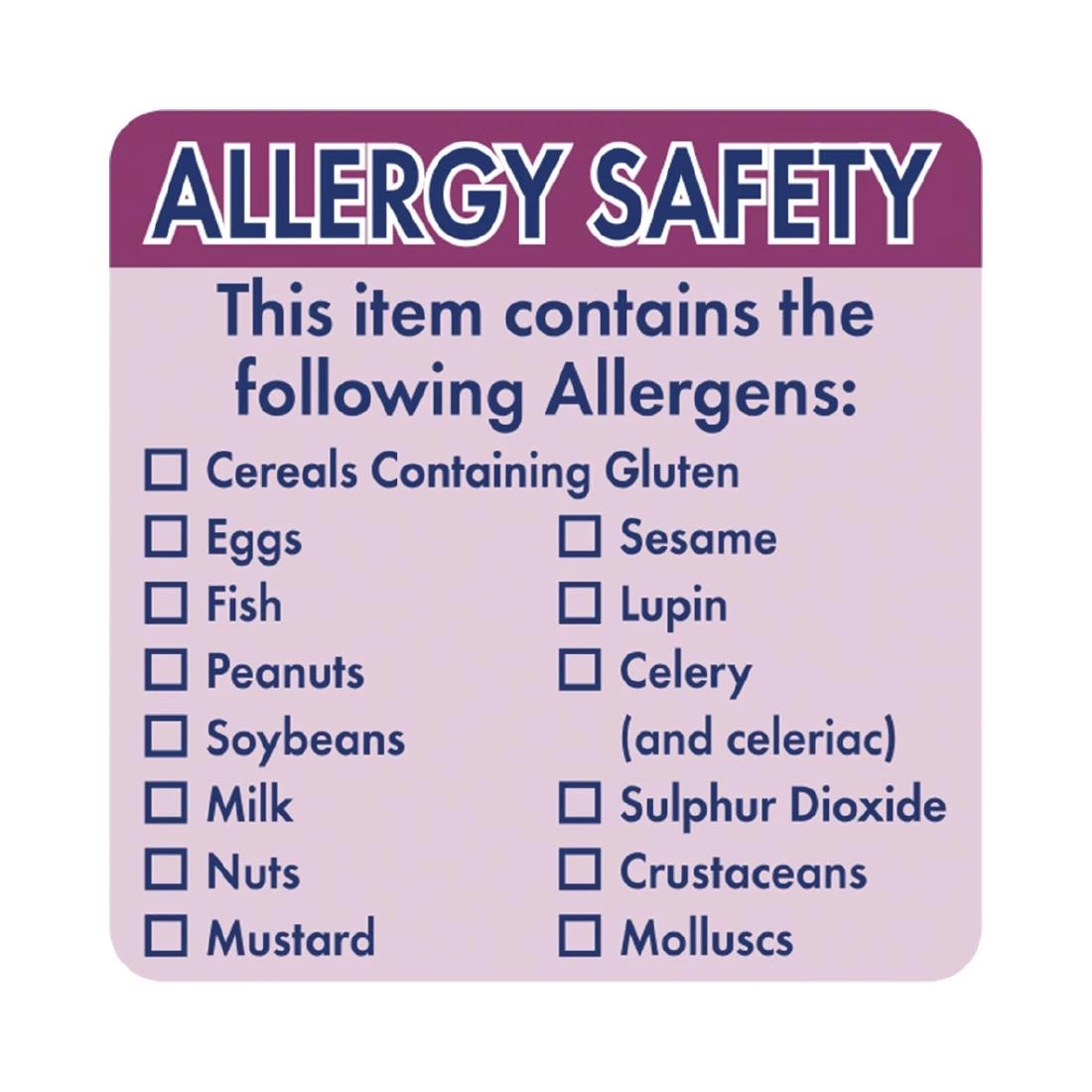 Vogue Allergen Food Labels (Pack Of 500)