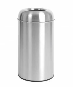 Bolero Stainless Steel Open Lid Bullet Bin Silver 40Ltr