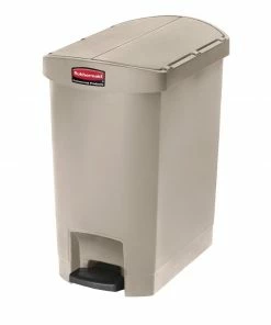 Rubbermaid Slim Jim End Step On Pedal Bin Beige 30Ltr