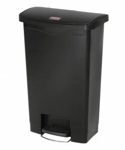 Rubbermaid Slim Jim Front Step-On Pedal Bin Black 50Ltr