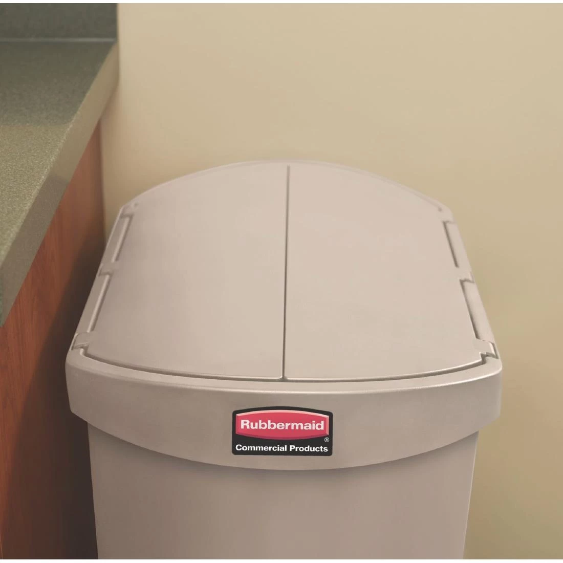 Rubbermaid Slim Jim End Step On Pedal Bin Beige 50Ltr - Image 5