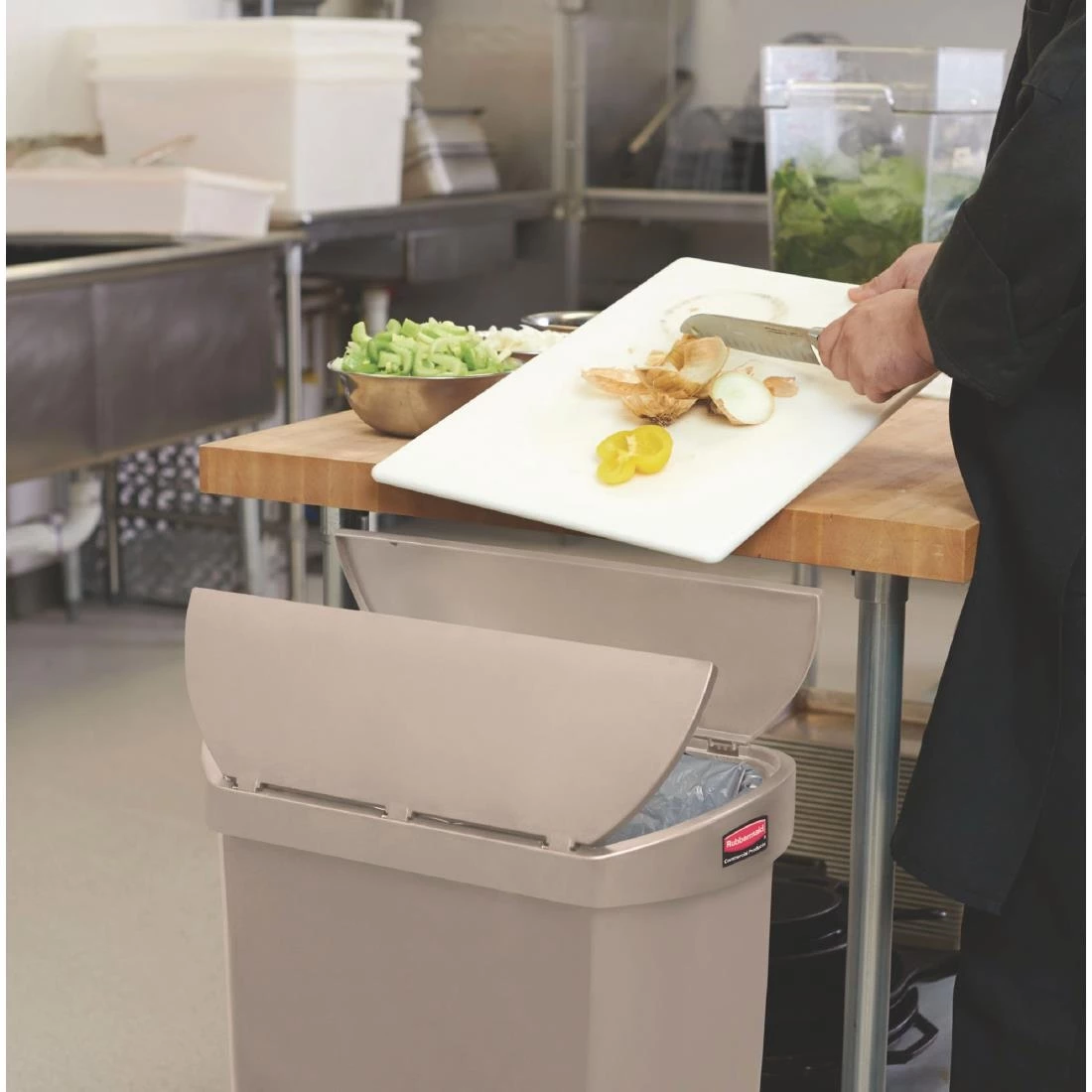 Rubbermaid Slim Jim End Step On Pedal Bin Beige 50Ltr - Image 3