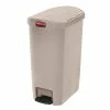 Rubbermaid Slim Jim End Step On Pedal Bin Beige 50Ltr
