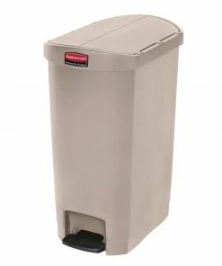 Rubbermaid Slim Jim End Step On Pedal Bin Beige 50Ltr