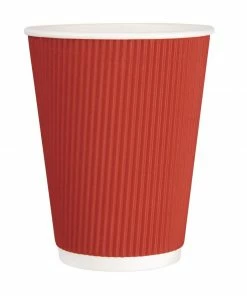 Fiesta Recyclable Coffee Cups Ripple Wall Red 340ml / 12oz