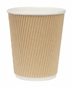 Fiesta Recyclable Coffee Cups Ripple Wall Kraft 225ml / 8oz