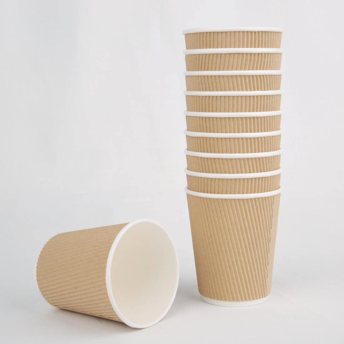 Fiesta Recyclable Coffee Cups Ripple Wall Kraft 225ml / 8oz - Image 6