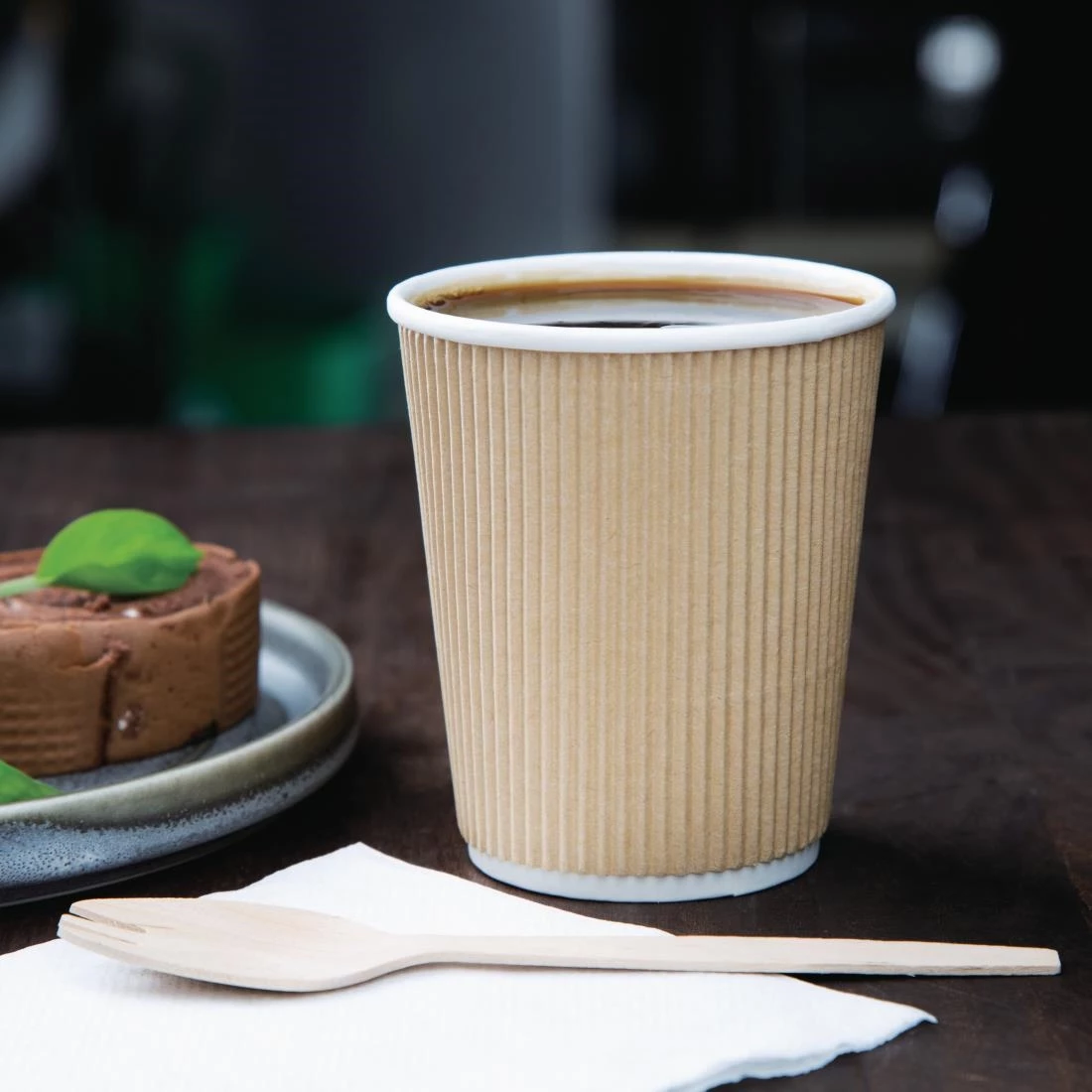 Fiesta Recyclable Coffee Cups Ripple Wall Kraft 225ml / 8oz - Image 8