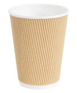 Fiesta Recyclable Ripple Wall Takeaway Coffee Cups Kraft 340ml / 12oz