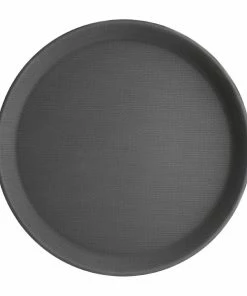 Olympia Kristallon Polypropylene Round Non-Slip Tray Black