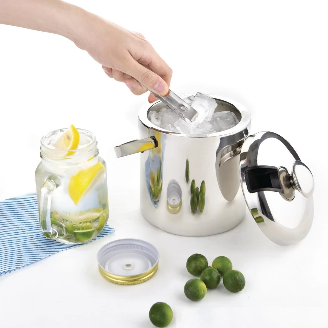 Olympia Ice Bucket With Lid And Tongs 1.23Ltr - Image 5