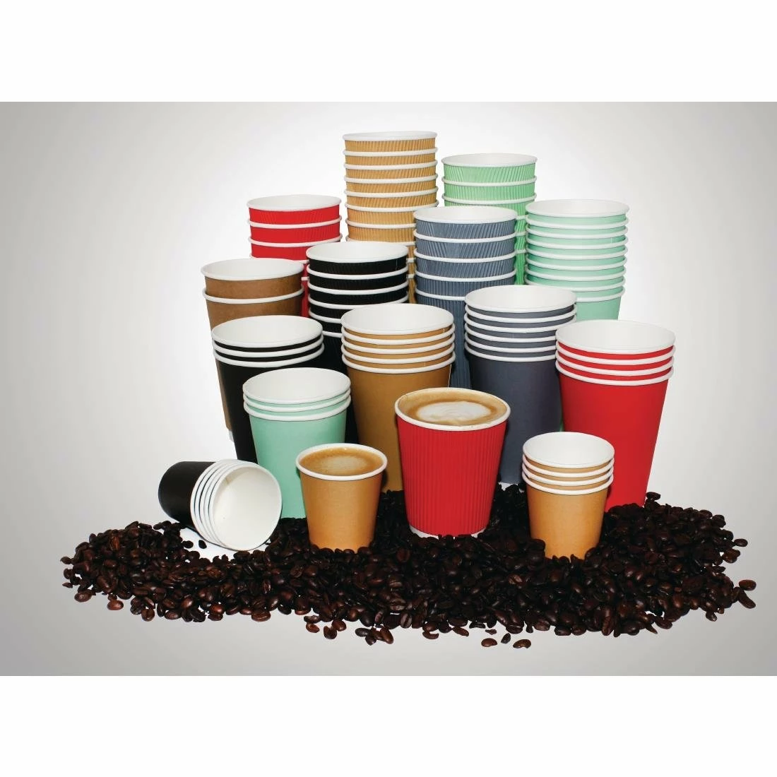 Fiesta Recyclable Coffee Cups Single Wall Charcoal 225ml / 8oz (Pack Of 1000) - Image 5