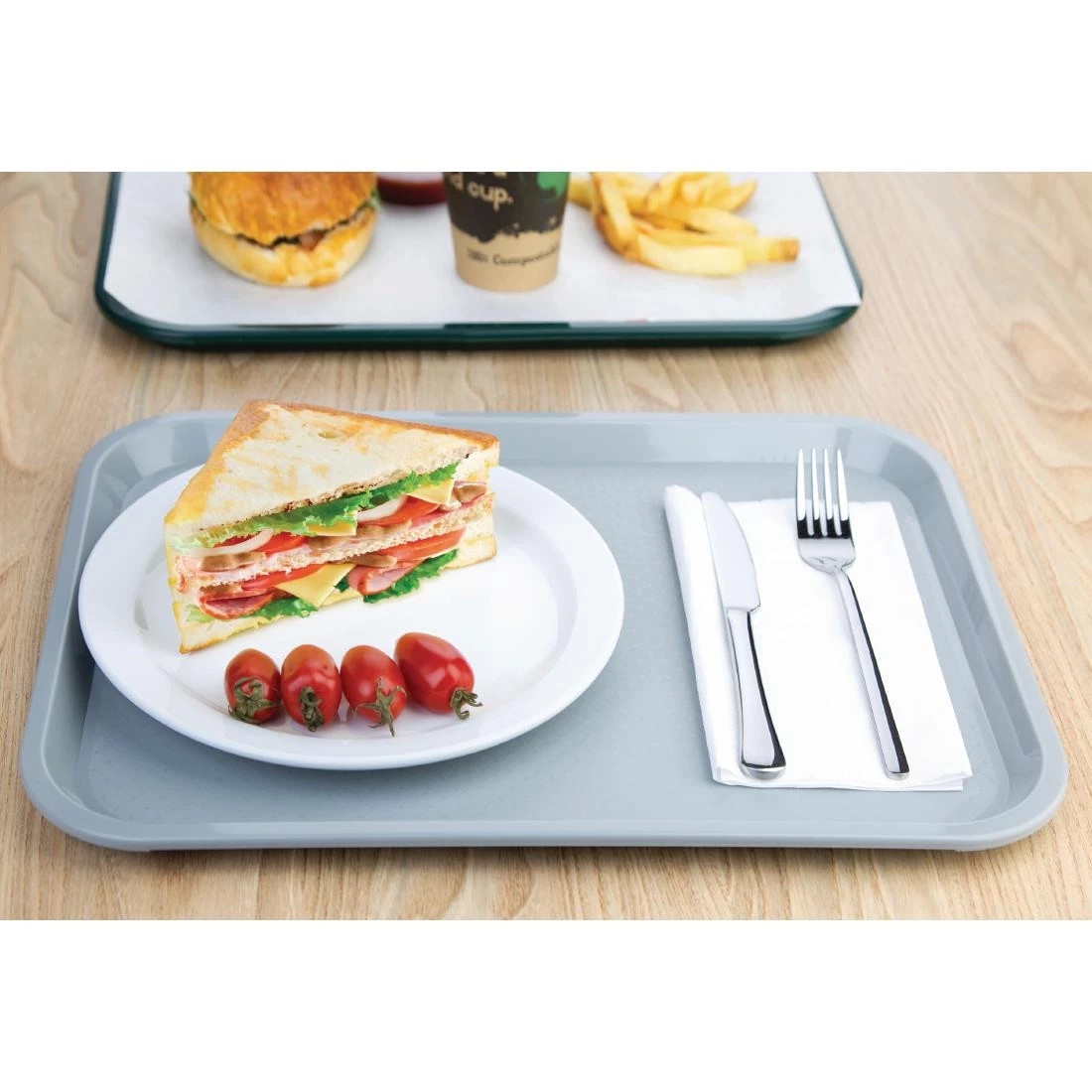 Olympia Kristallon Polypropylene Fast Food Tray Grey - Image 4