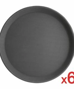 Bulk Buy Pack Of 6 Olympia Kristallon Polypropylene Round Non-Slip Trays