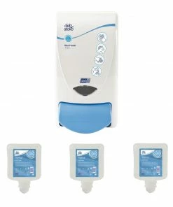 Deb Clear Foam Soap Dispenser And 3 Unperfumed Foam Hand Soaps 1Ltr