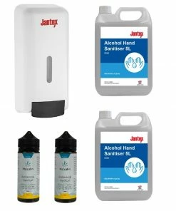 Special Offer 4 X Hand Sanitisers And Jantex Soap And Hand Sanitiser Dispenser