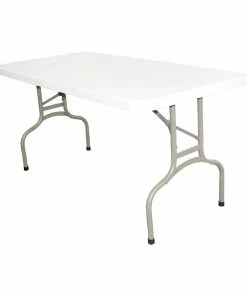 Bolero PE Rectangular Folding Table White 5ft (Single)